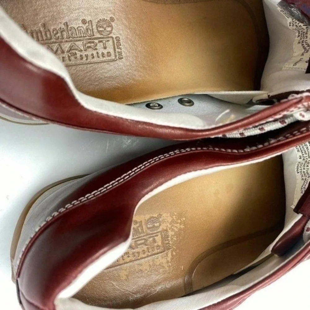 Timberland Leather Oxford Mens 9.5 Burgundy‎ Smart Comfort Casual Walking Shoe